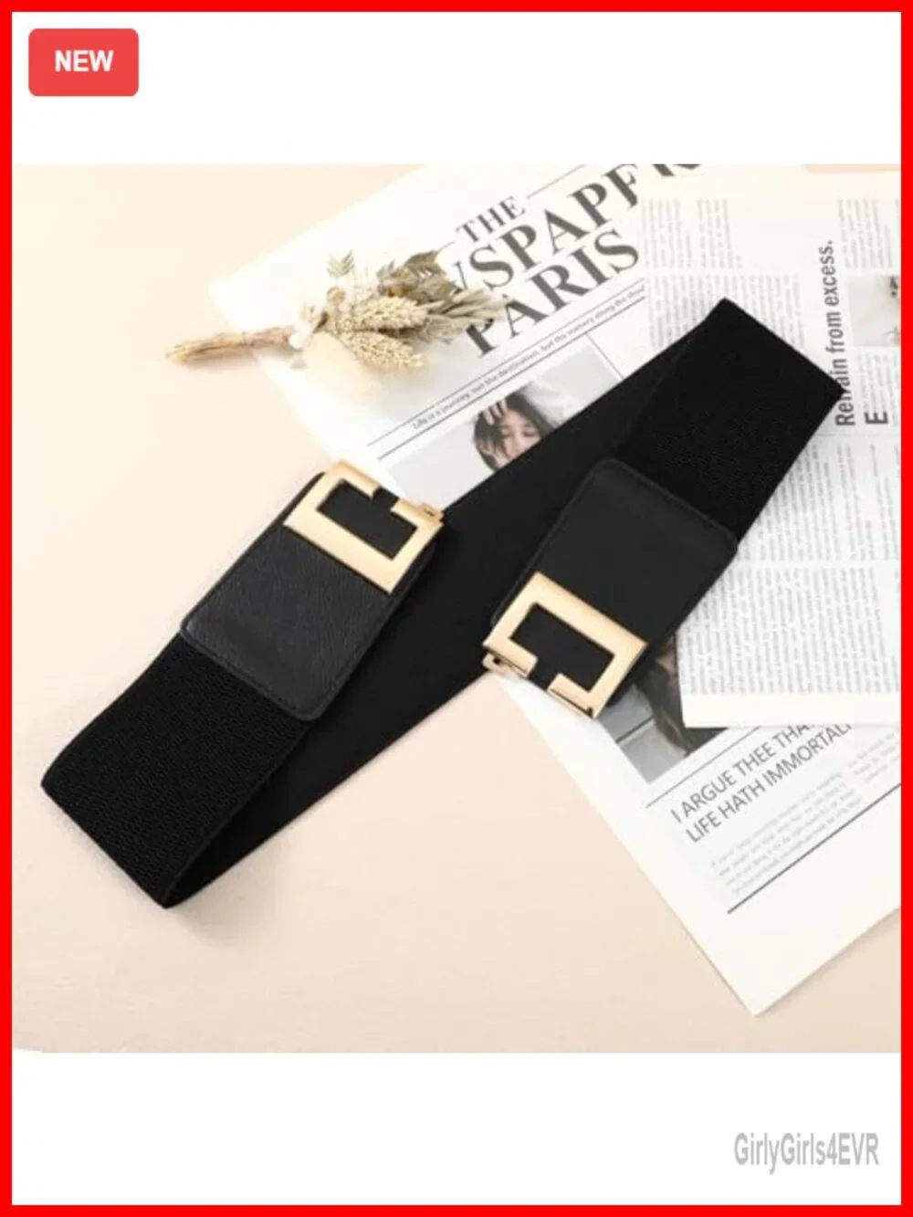 Wide Elastic Belts for Women Dresses Fashion Stretchy Waist Belt with Gold